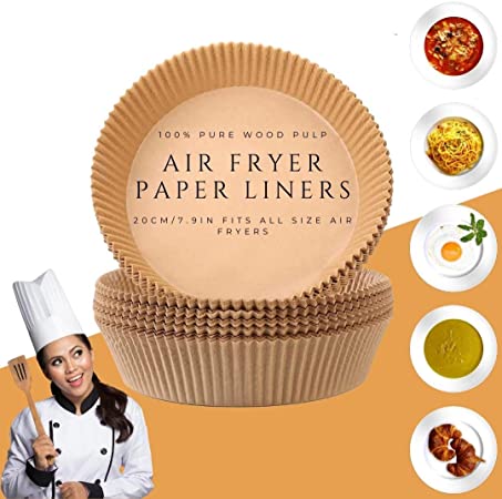 Air Fryer Disposable Paper Liner [50PCS-7.9inch] Kitchen Gadgets Airfryer parchment liners, Baking Paper for Air Fryer, Heat resistant Parchment paper for Baking Roasting Frying (100% pure wood pulp)